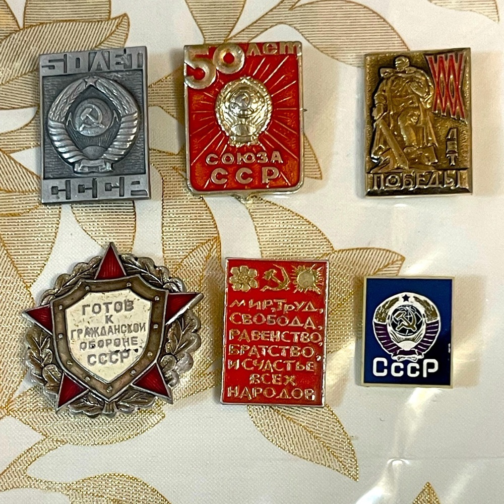 VTG USSR 50 years Communism Propaganda Victory Soviet Pin Badge civil defense